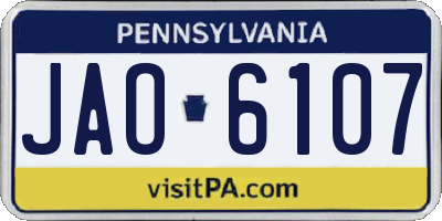 PA license plate JAO6107