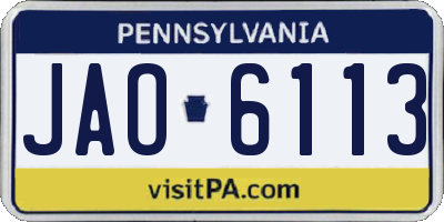 PA license plate JAO6113