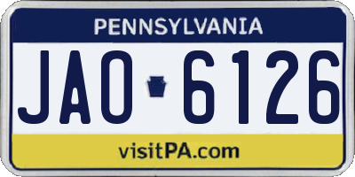 PA license plate JAO6126