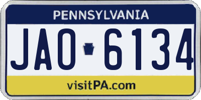 PA license plate JAO6134