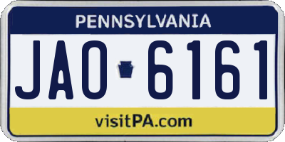 PA license plate JAO6161