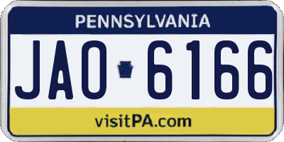 PA license plate JAO6166
