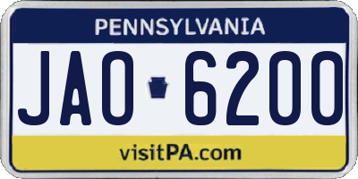 PA license plate JAO6200