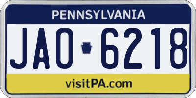 PA license plate JAO6218