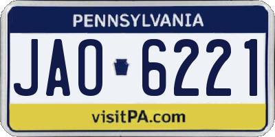 PA license plate JAO6221