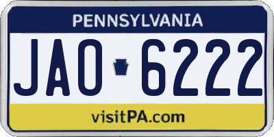 PA license plate JAO6222