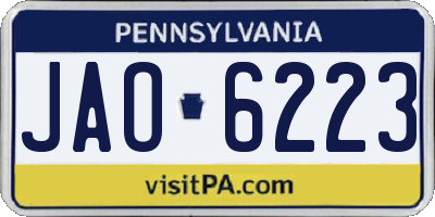 PA license plate JAO6223