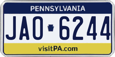 PA license plate JAO6244