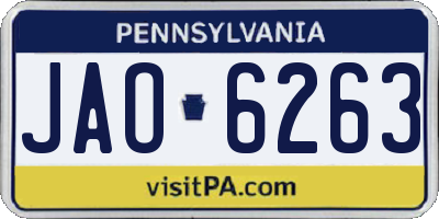 PA license plate JAO6263