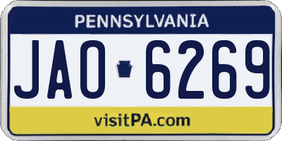 PA license plate JAO6269