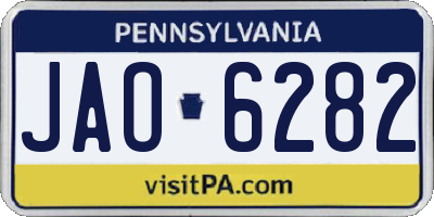 PA license plate JAO6282