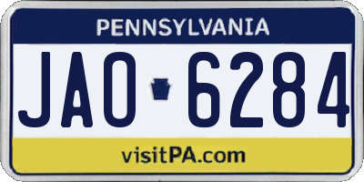 PA license plate JAO6284