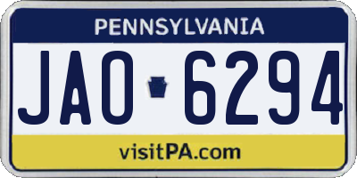 PA license plate JAO6294