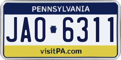 PA license plate JAO6311