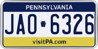 PA license plate JAO6326