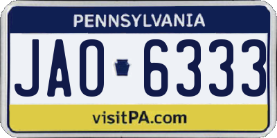 PA license plate JAO6333