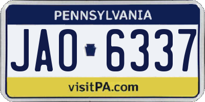 PA license plate JAO6337