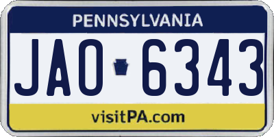 PA license plate JAO6343