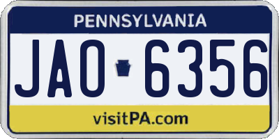 PA license plate JAO6356