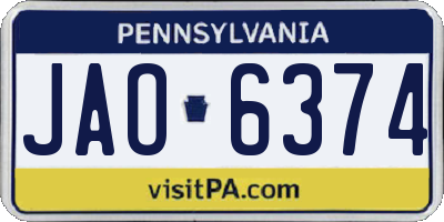 PA license plate JAO6374