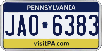 PA license plate JAO6383