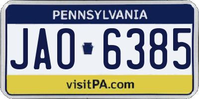 PA license plate JAO6385
