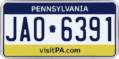 PA license plate JAO6391
