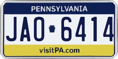 PA license plate JAO6414