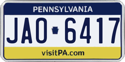 PA license plate JAO6417