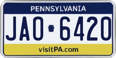 PA license plate JAO6420
