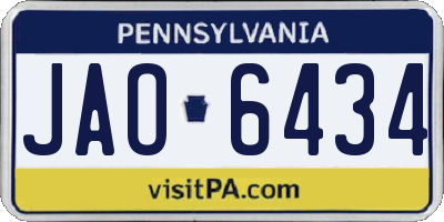 PA license plate JAO6434