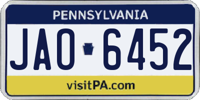 PA license plate JAO6452