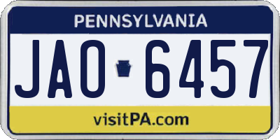 PA license plate JAO6457