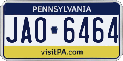 PA license plate JAO6464