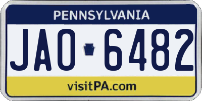 PA license plate JAO6482