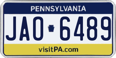 PA license plate JAO6489