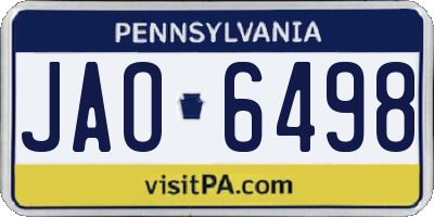 PA license plate JAO6498