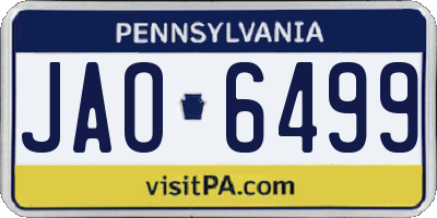 PA license plate JAO6499
