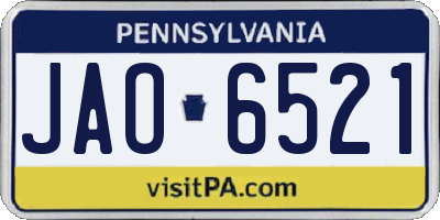 PA license plate JAO6521