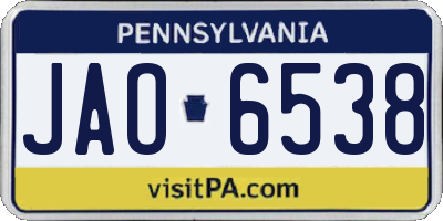 PA license plate JAO6538