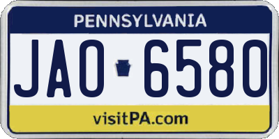 PA license plate JAO6580