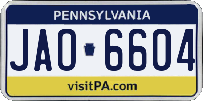 PA license plate JAO6604