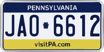 PA license plate JAO6612
