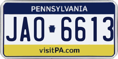 PA license plate JAO6613