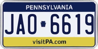 PA license plate JAO6619