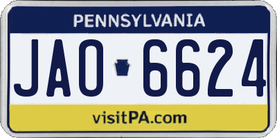 PA license plate JAO6624