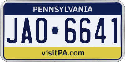 PA license plate JAO6641
