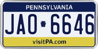 PA license plate JAO6646