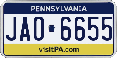 PA license plate JAO6655
