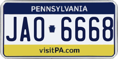 PA license plate JAO6668